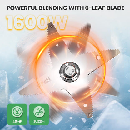 Huanyu Kommerzieller Mixer mit Schallschutzhaube 2L Fassungsvermögen Leiser professioneller Mixer Smoothie Maker 1600W Hochleistungsmixer für Eiscrushing, Smoothie und Pürees